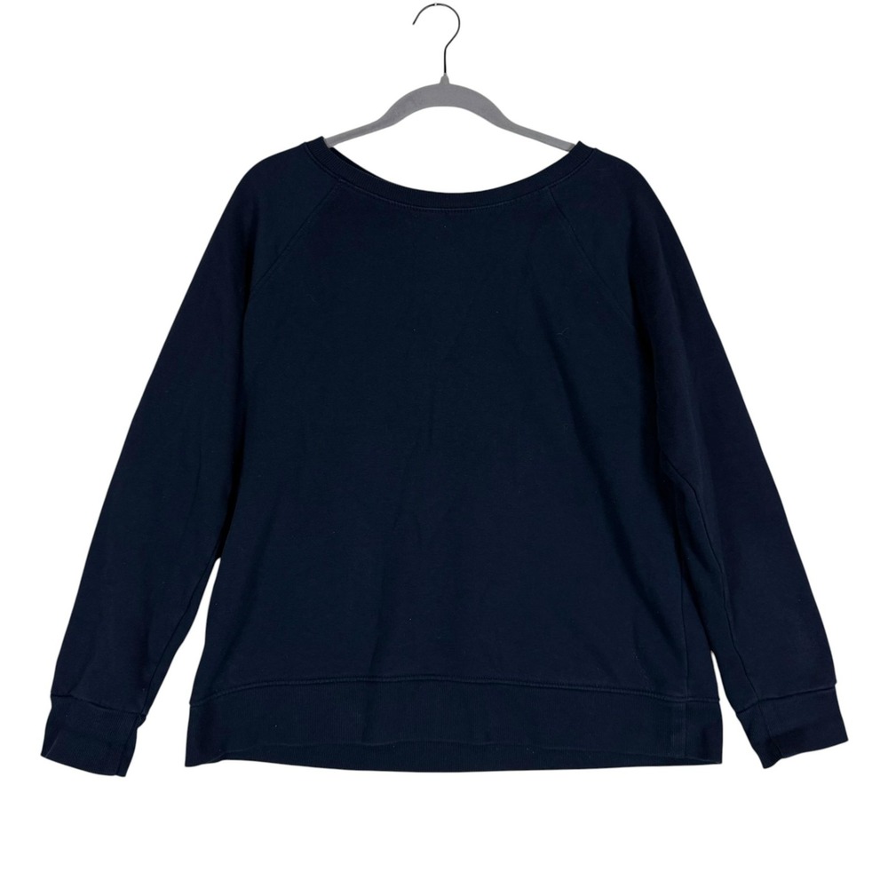 Time And Tru Sweatshirt Womens Large Navy Fleece Boat Neck Raglan Pullover
